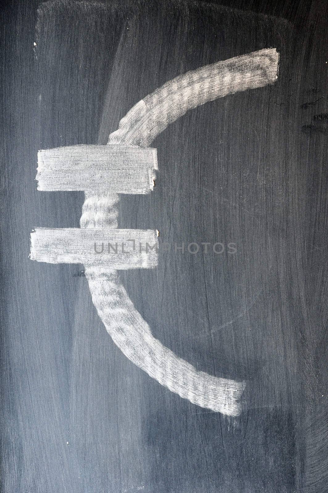 Euro sign written on a blackboard