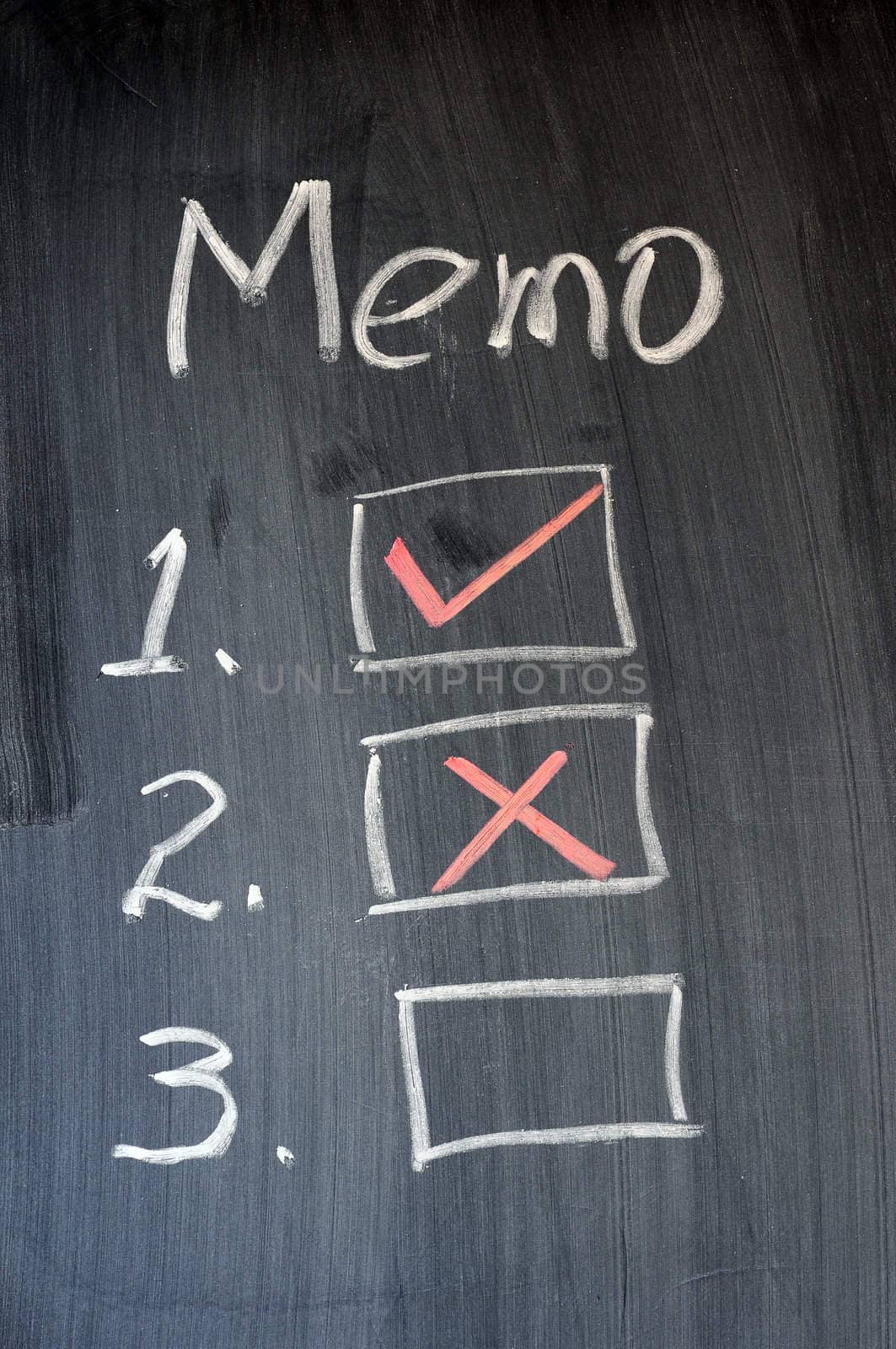 Memorandum written with chalk on blackboard
