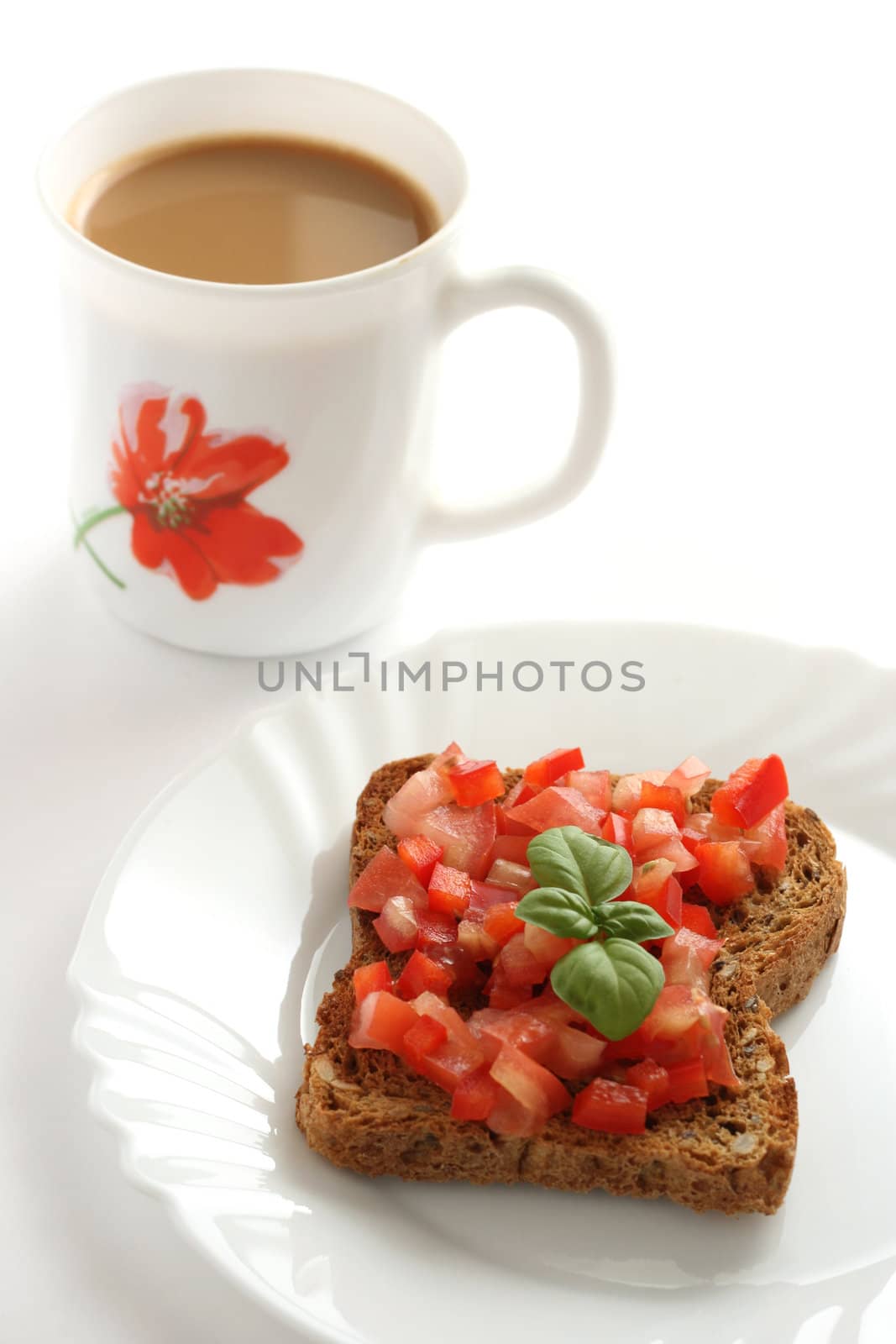 toast with cut vegetables