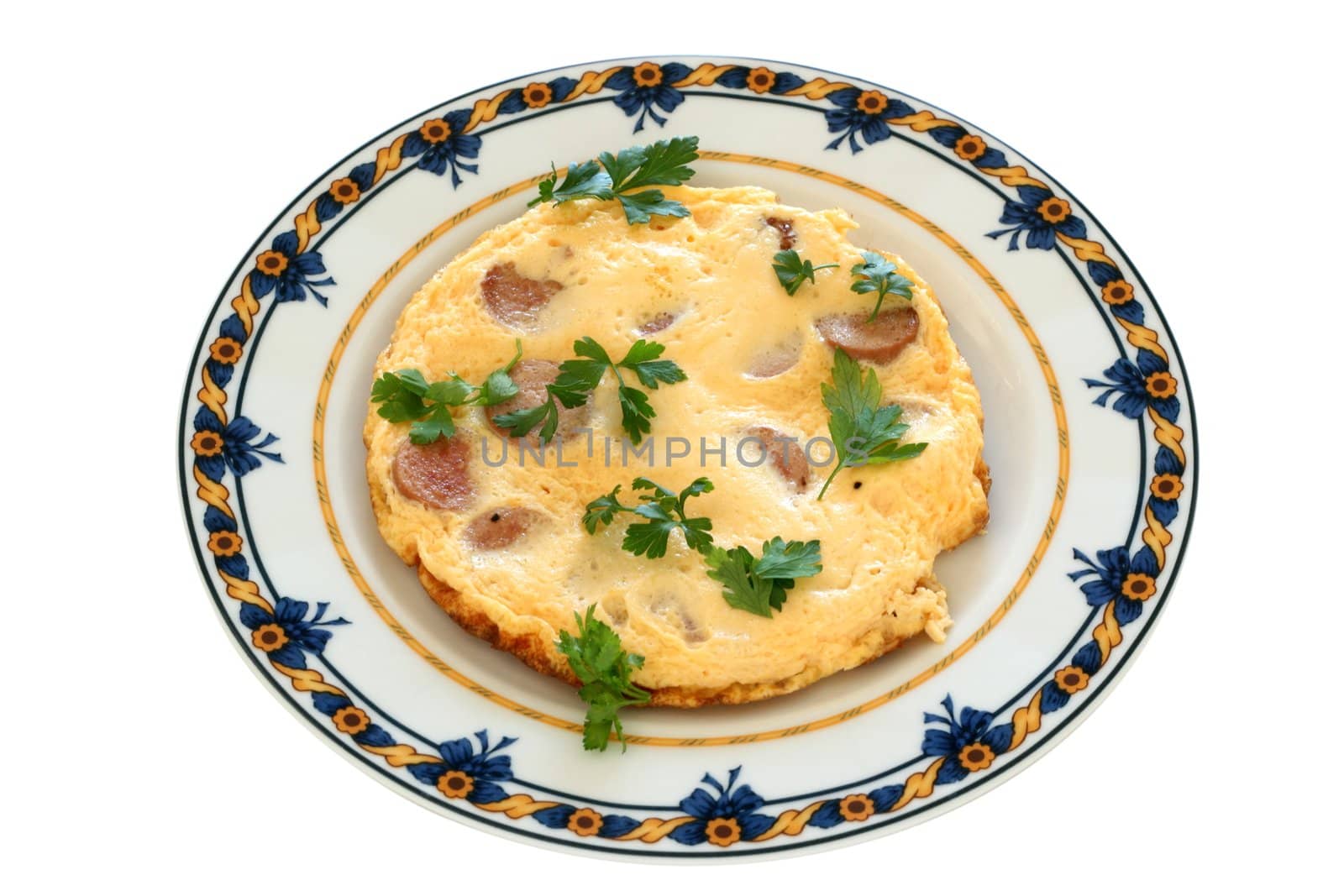 omelet with ham and parsley