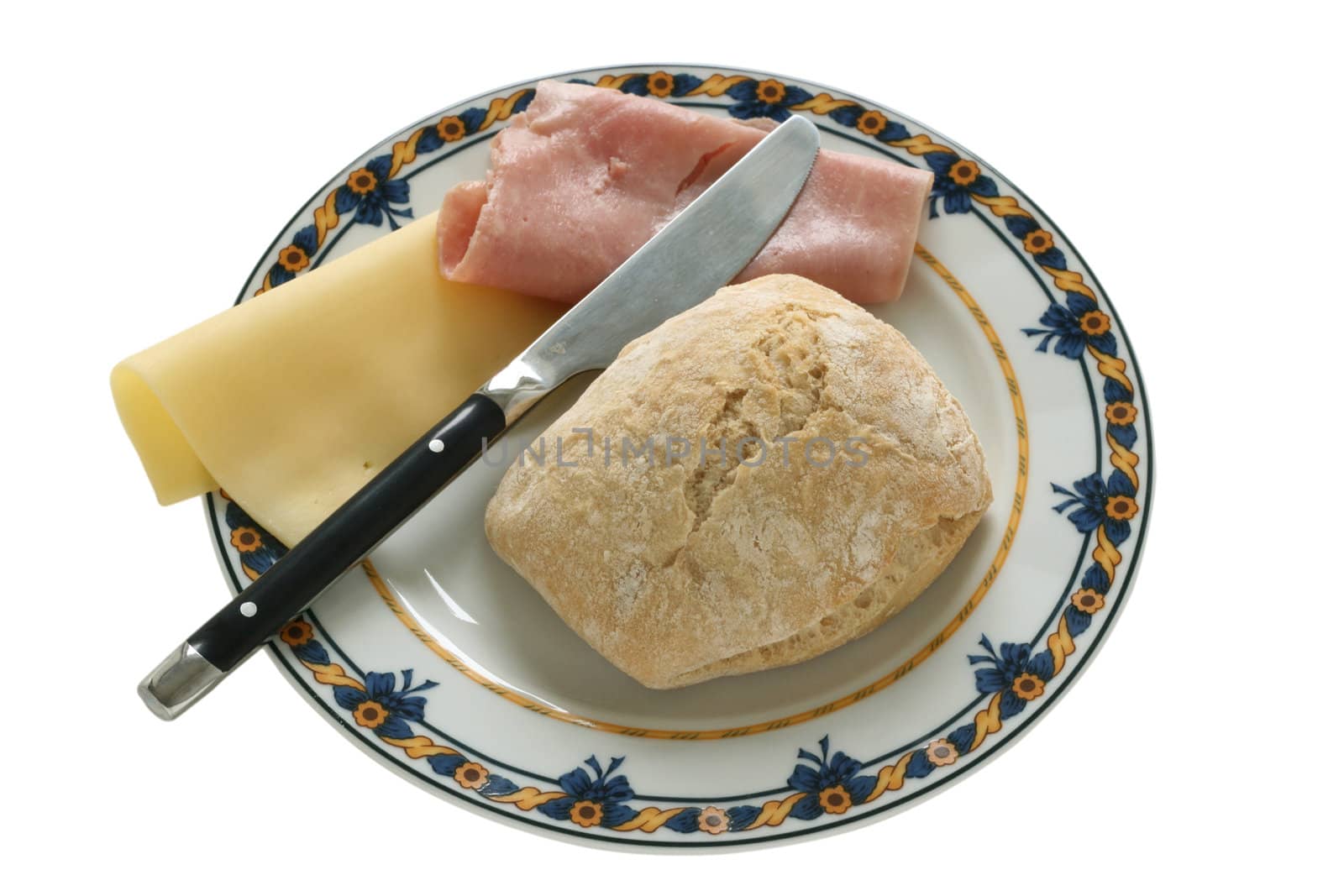 Bread with cheese and ham