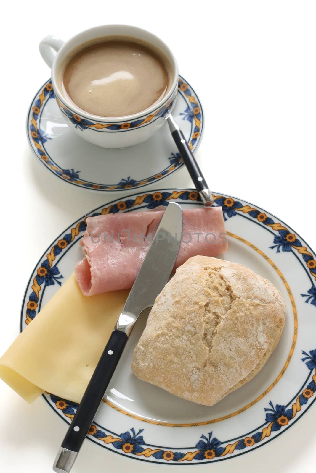 Bread with cheese and ham