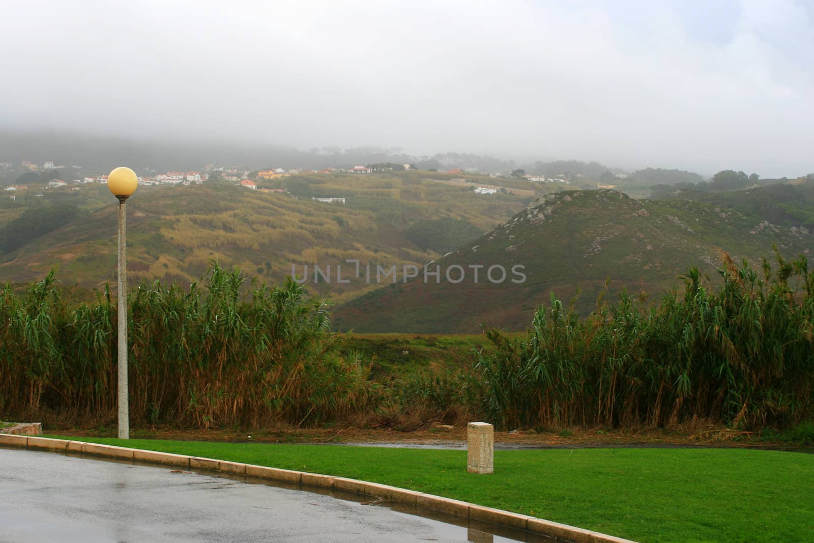 view on mountains in fog