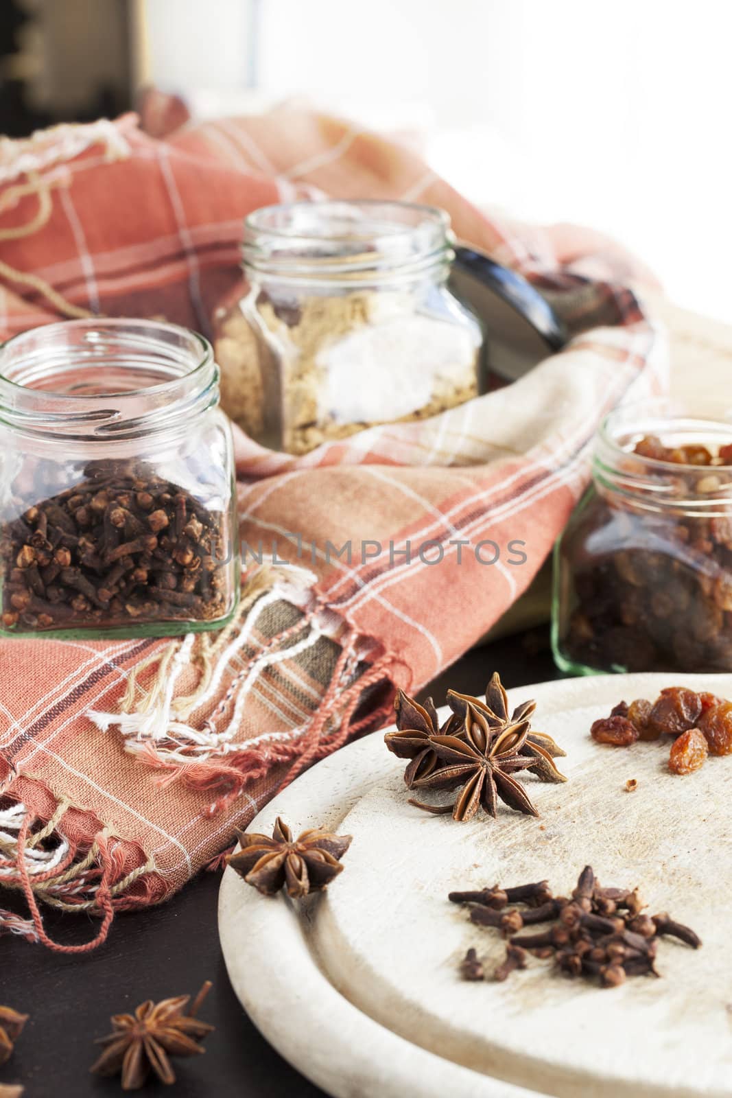 Star anise and cloves with other ingredients
