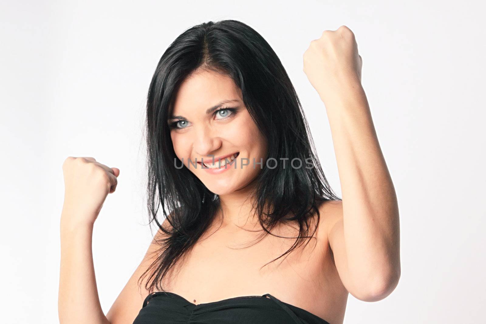 portrait of a beautiful young and very happy girl