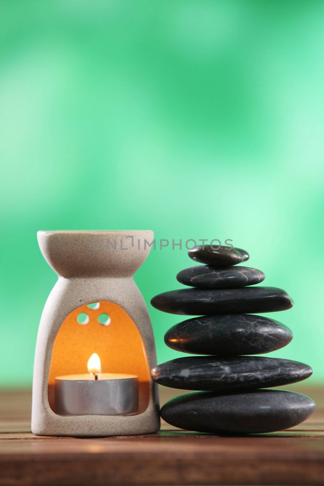 stack of the stone and the aroma burner