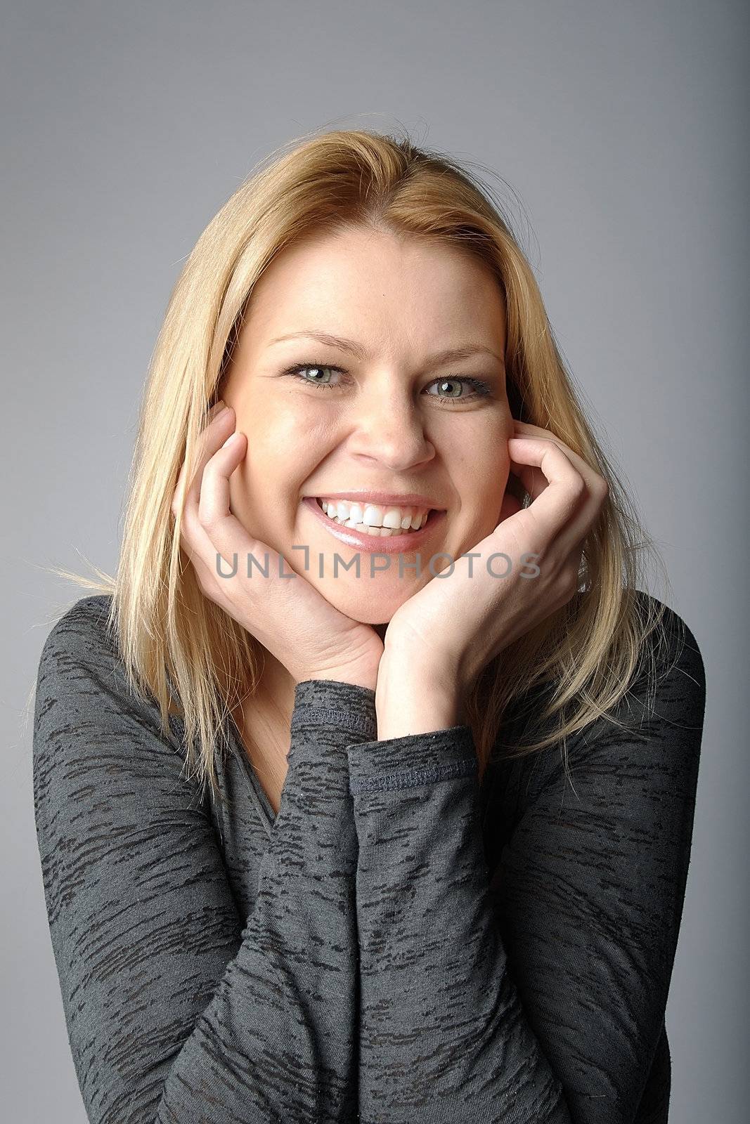 portrait of a beautiful young and very happy girl