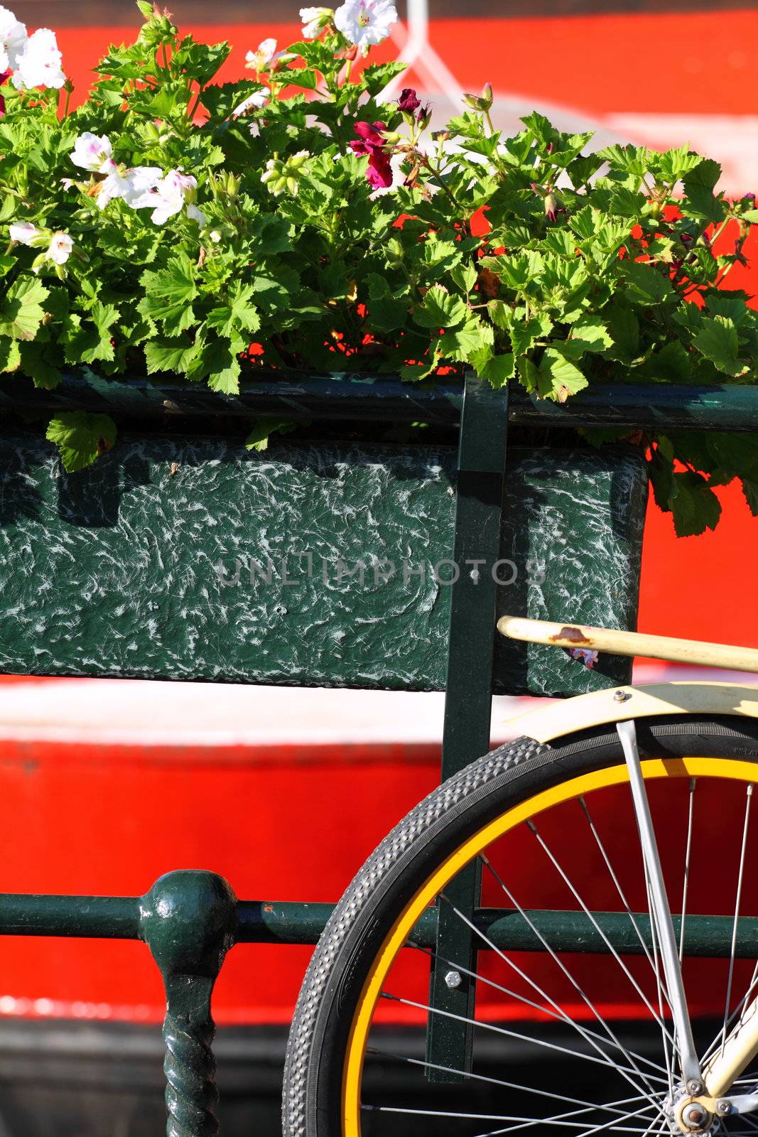 Amsterdam, Canal and bike. Holland. 