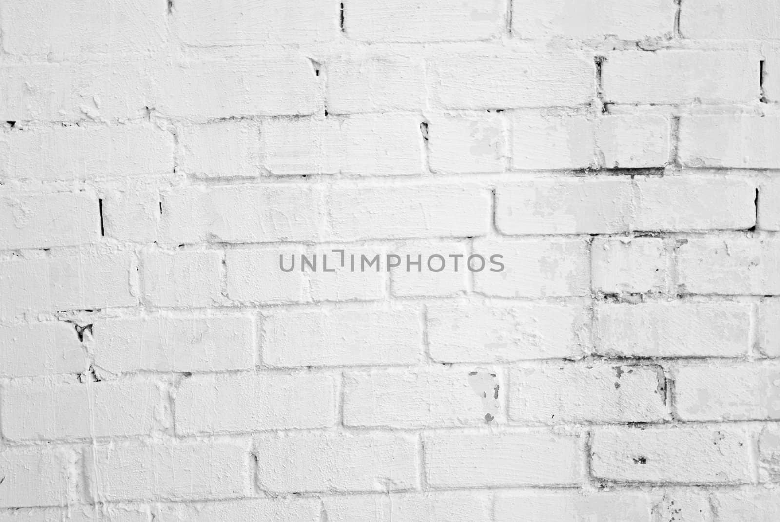 Background with old white painted brick wall