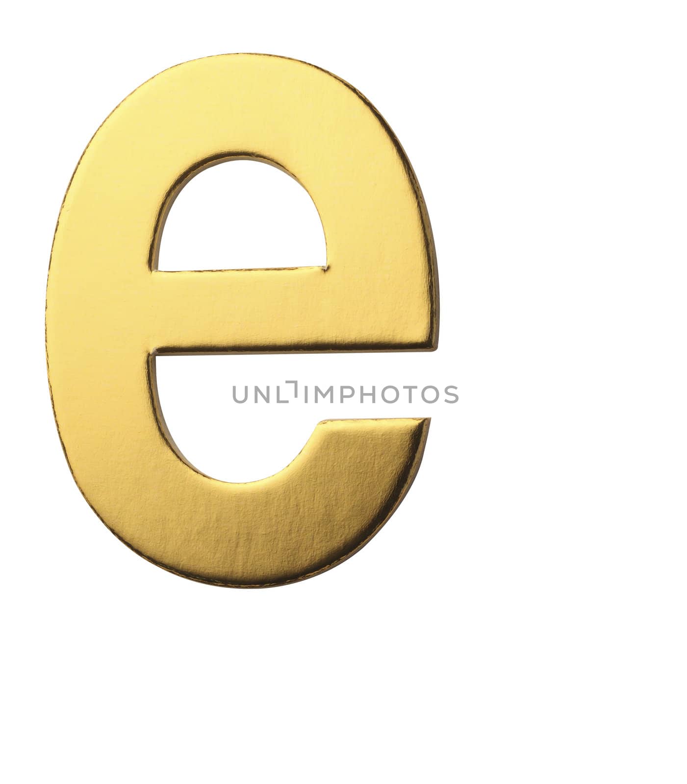 golden color alphabet of letter e