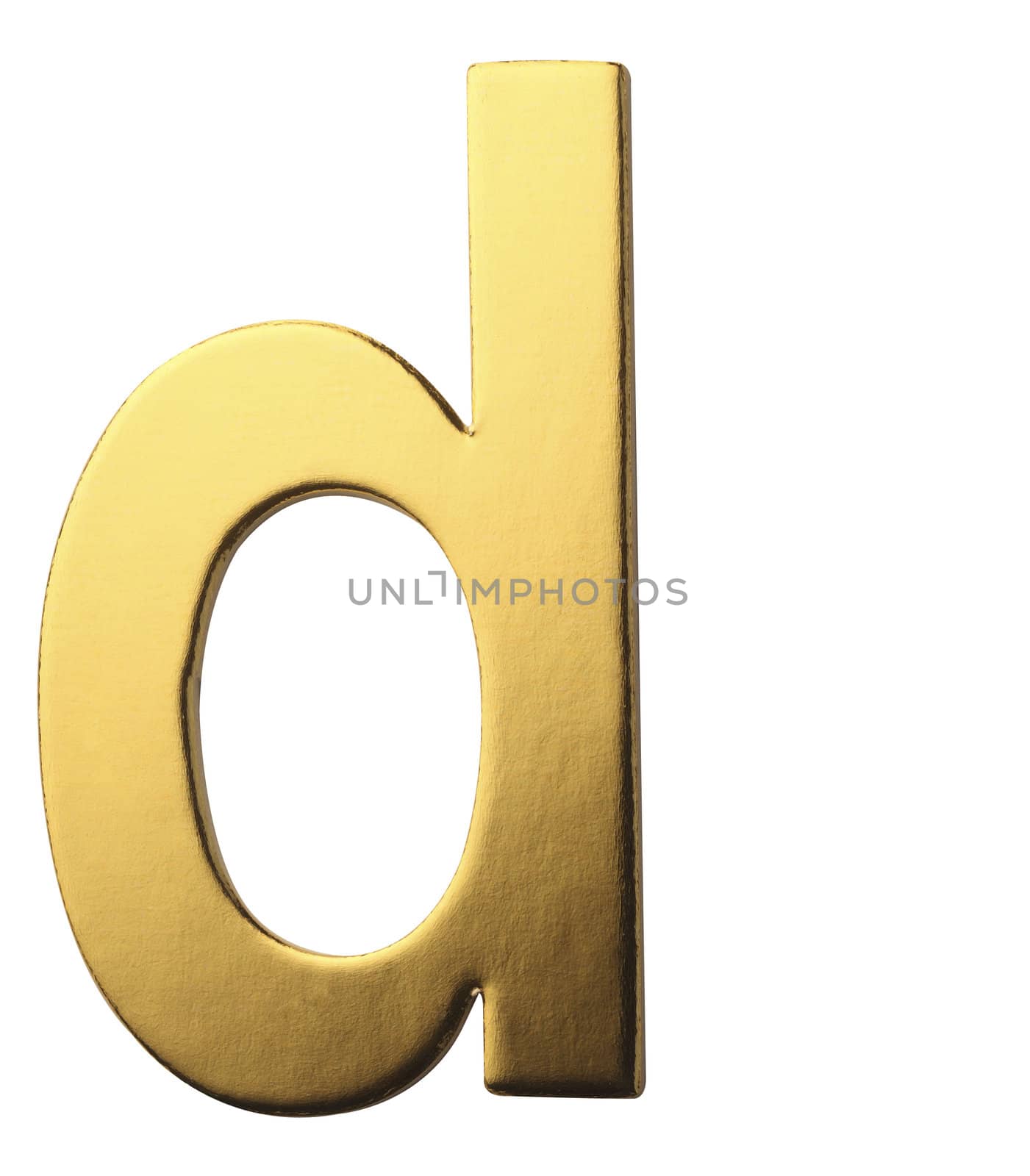 golden color alphabet of letter d