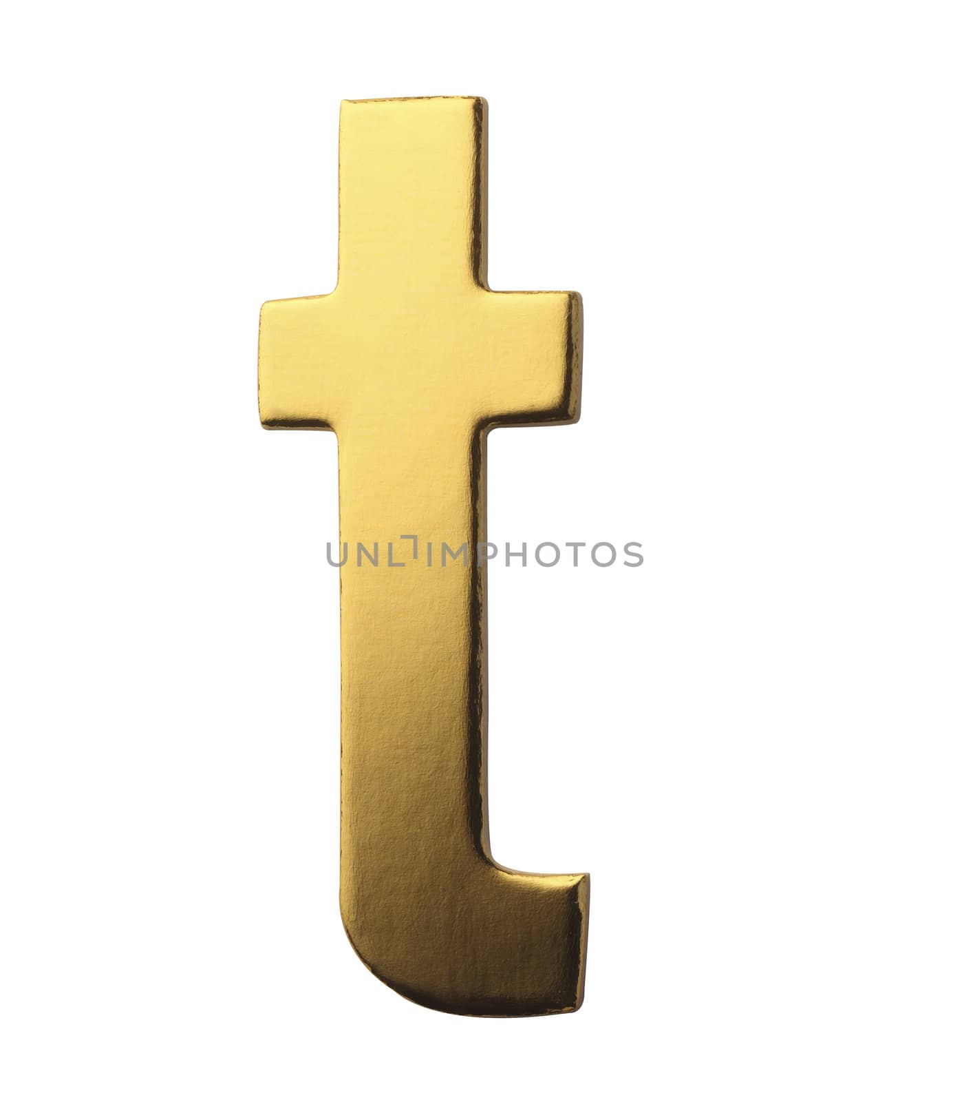 golden color alphabet of letter t