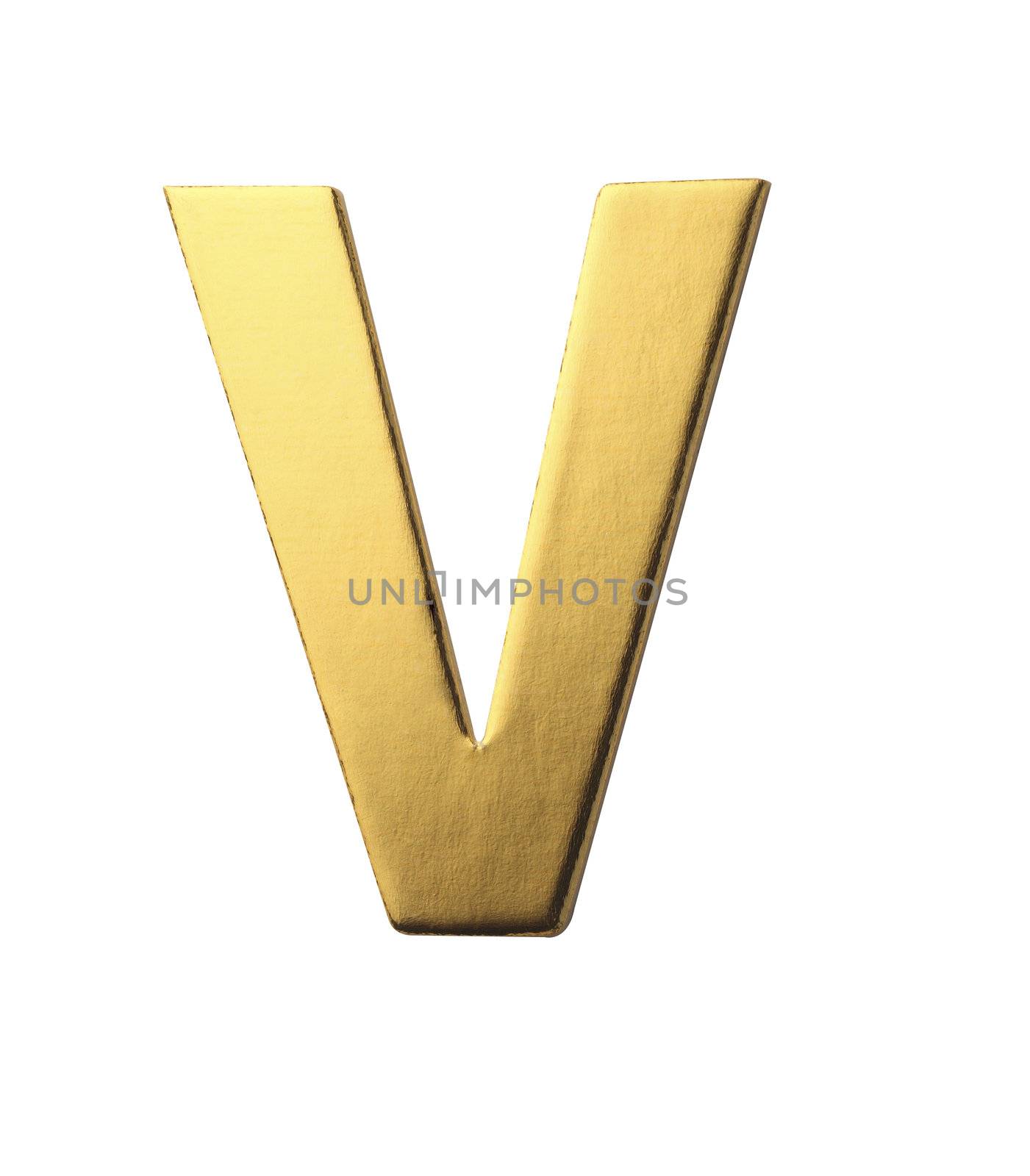 golden color alphabet of letter v