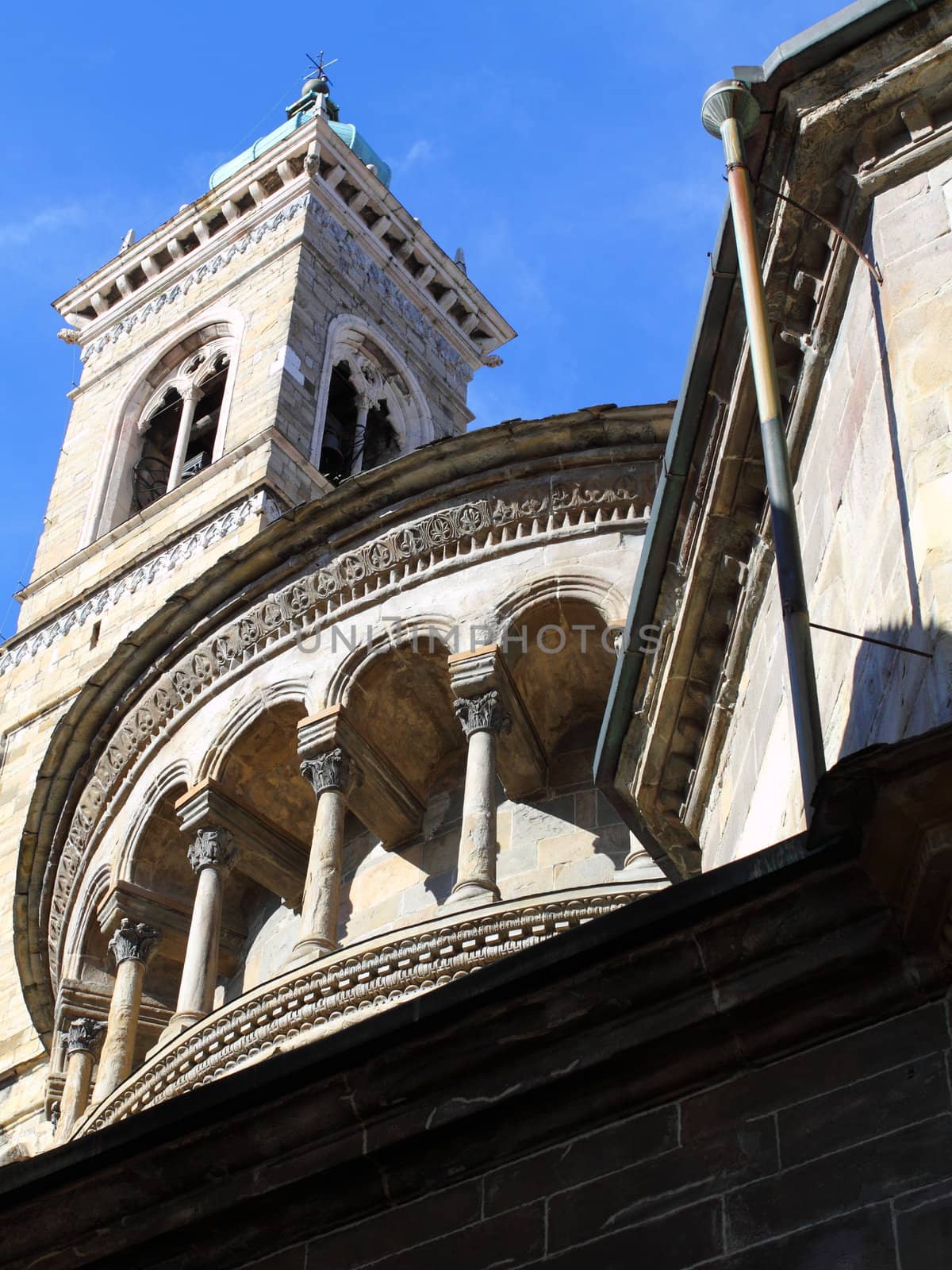 Basilica and tower bell in Bergamo, Lombardy, Italy 