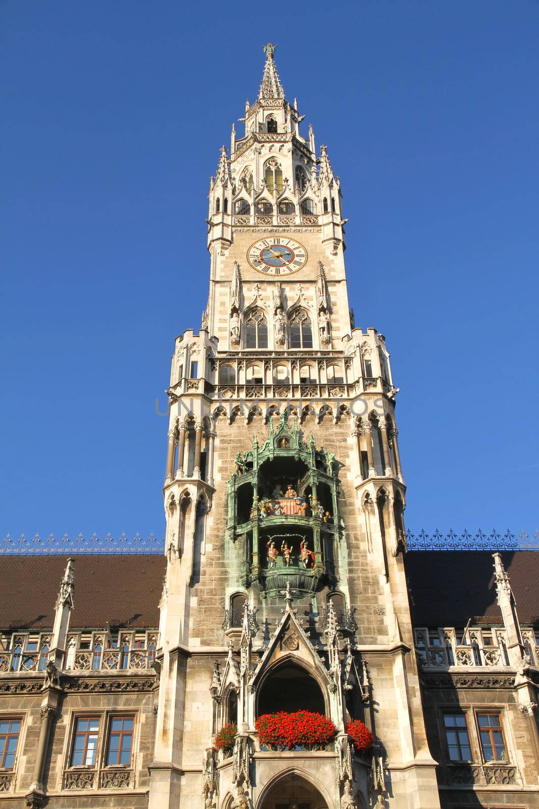 Historic building in the center of Munich, Germany. The Rathaus at the Marienplatz.