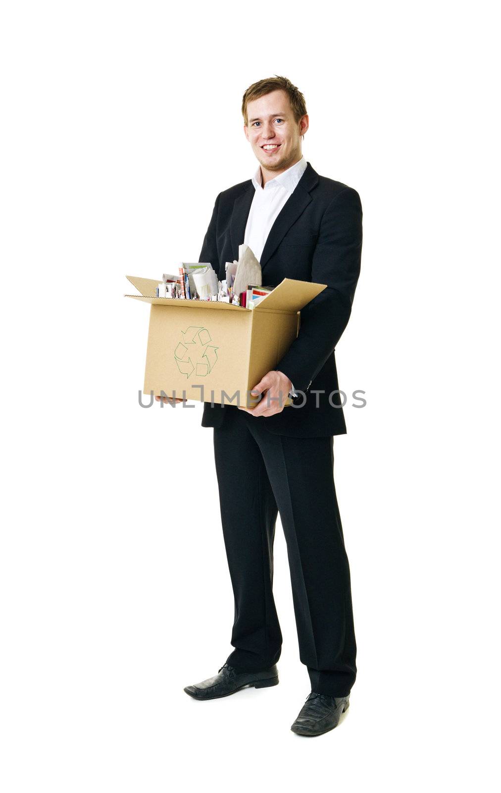 Recycling man isolated on white background