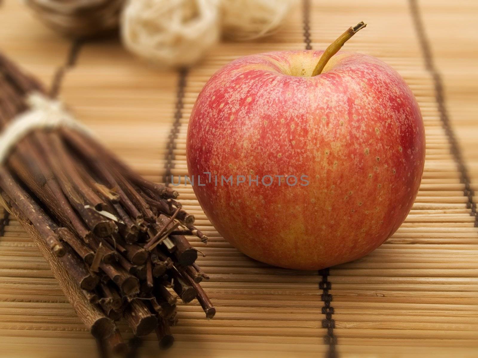 Red apple in a kitchen