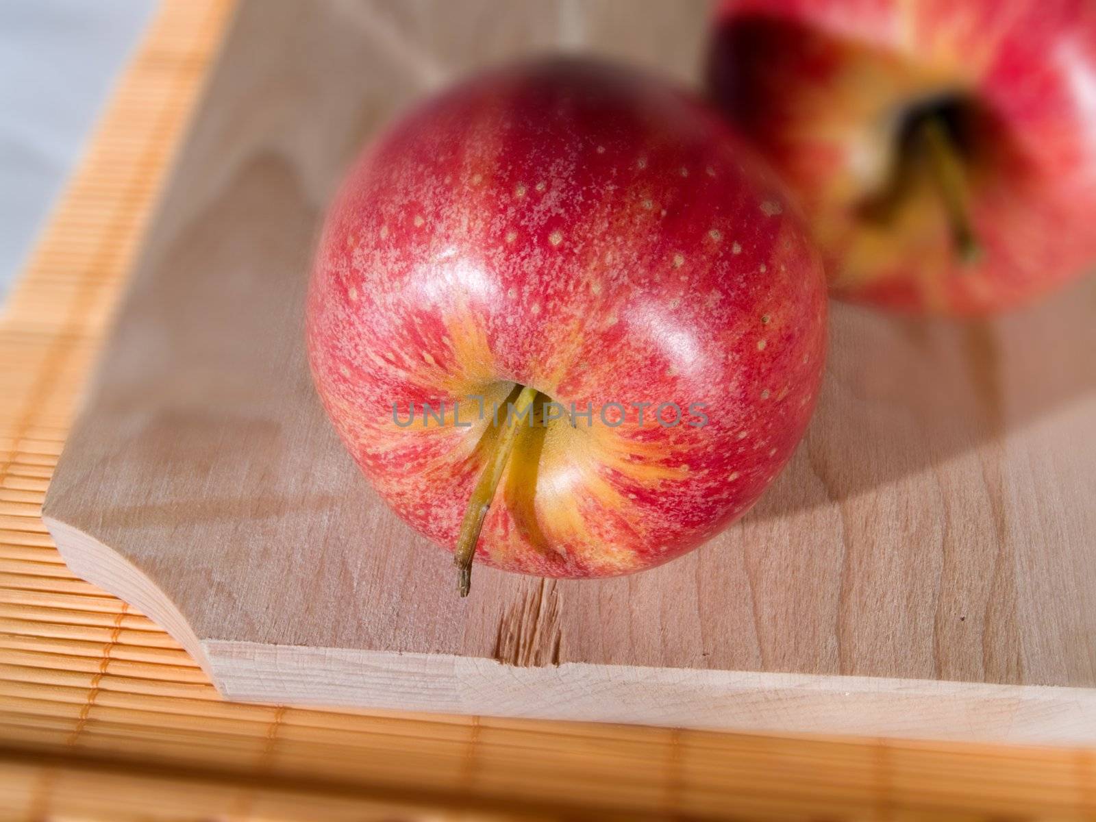 Red apples in a kitchen