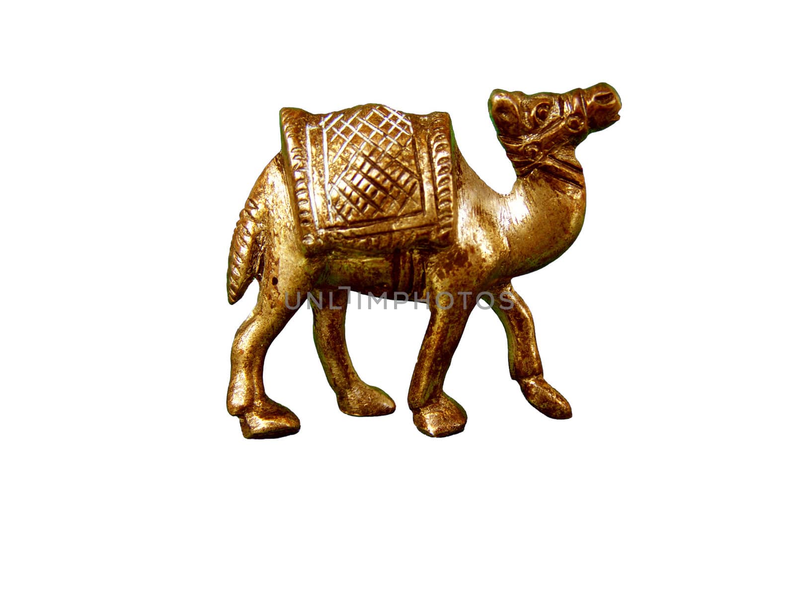 isolated picture of bronze statuette of camel    