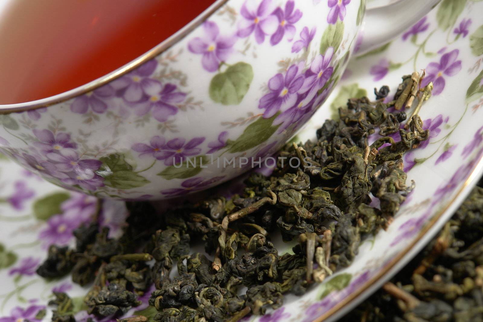 cup of tea on the white background 