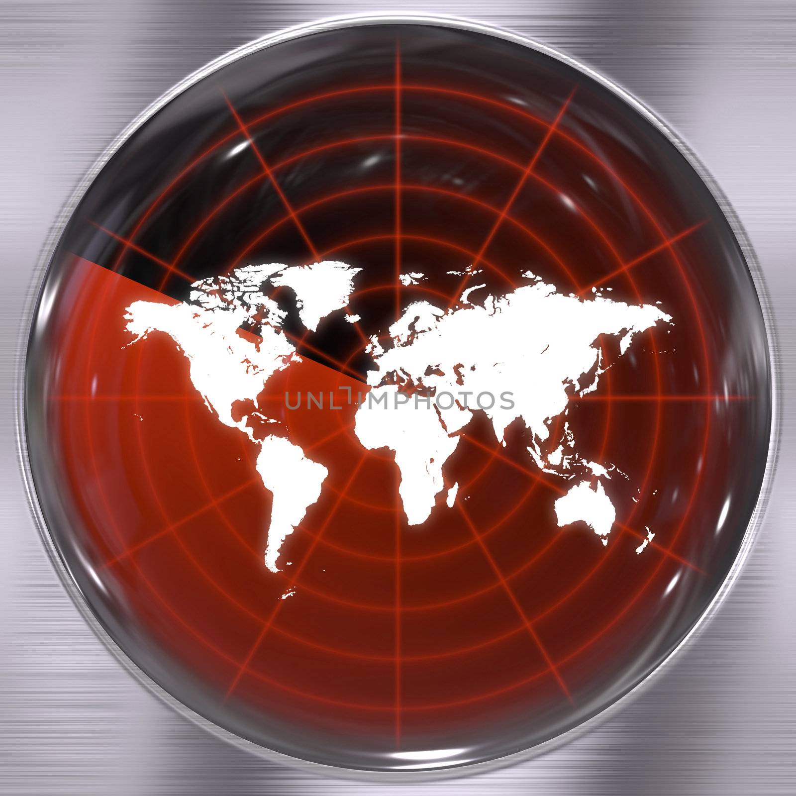 Illustration of a radar screen - blips can be added easily anywhere they are needed.