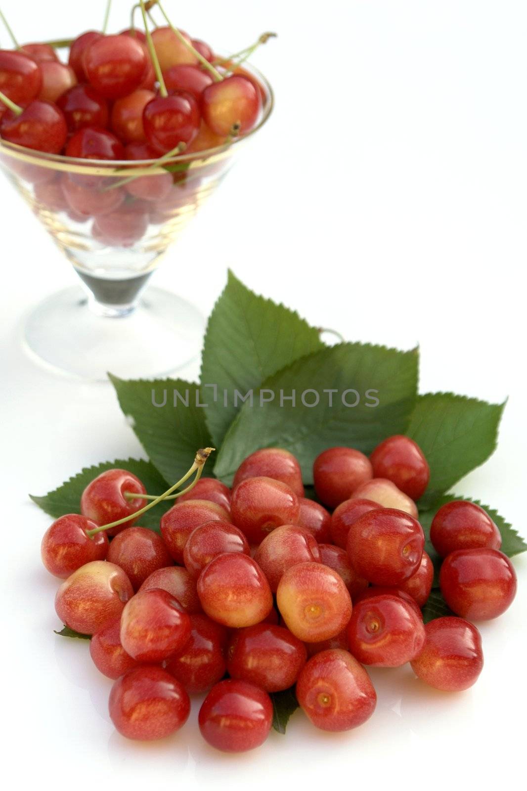 cherries in the glassware 