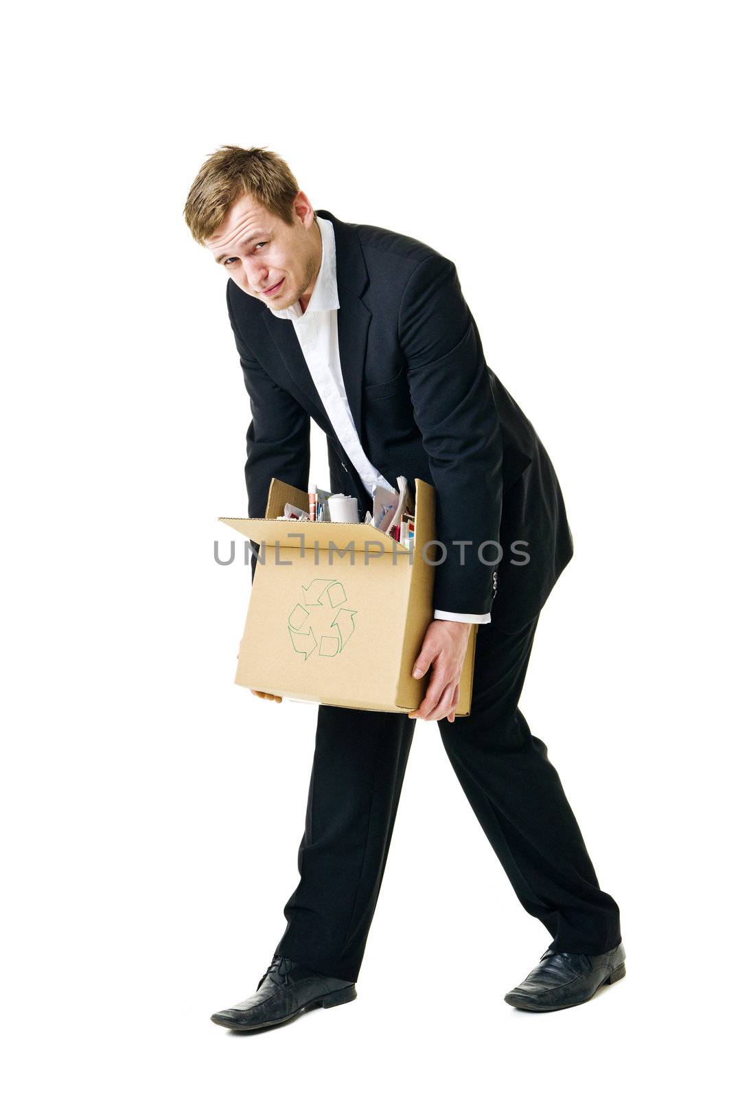 Recycling man isolated on white background