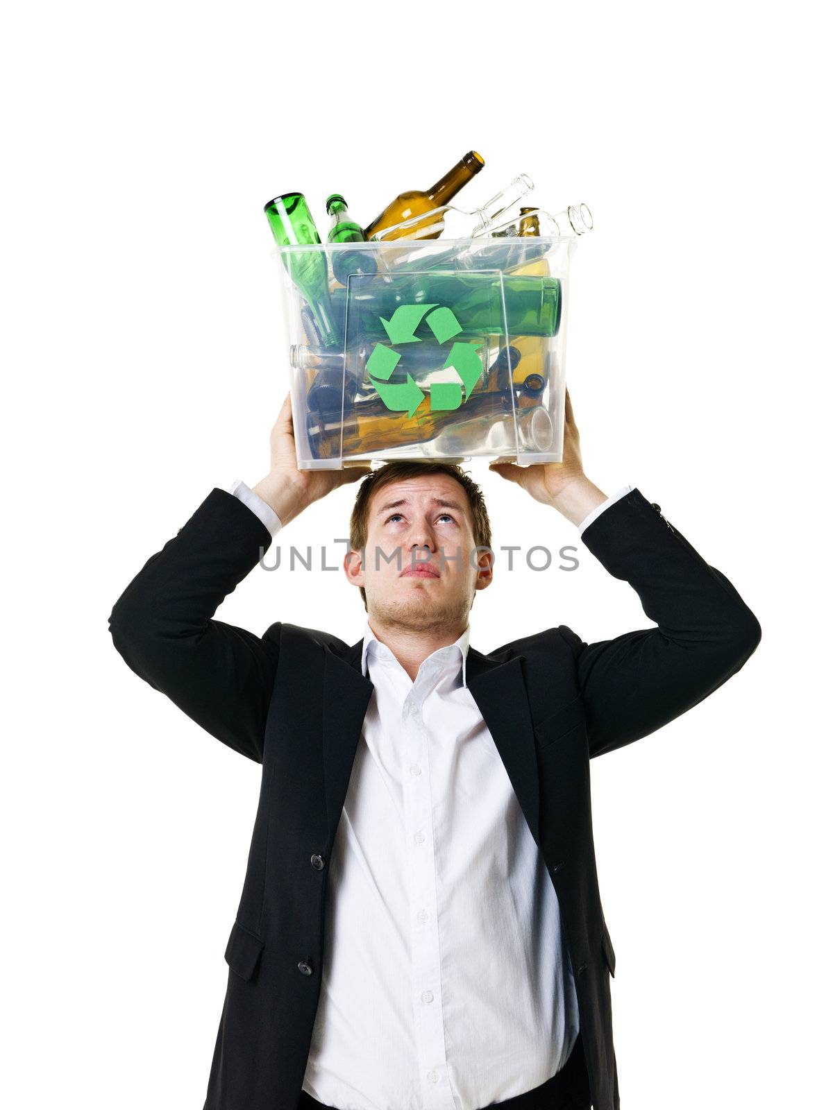 Recycling man isolated on white background