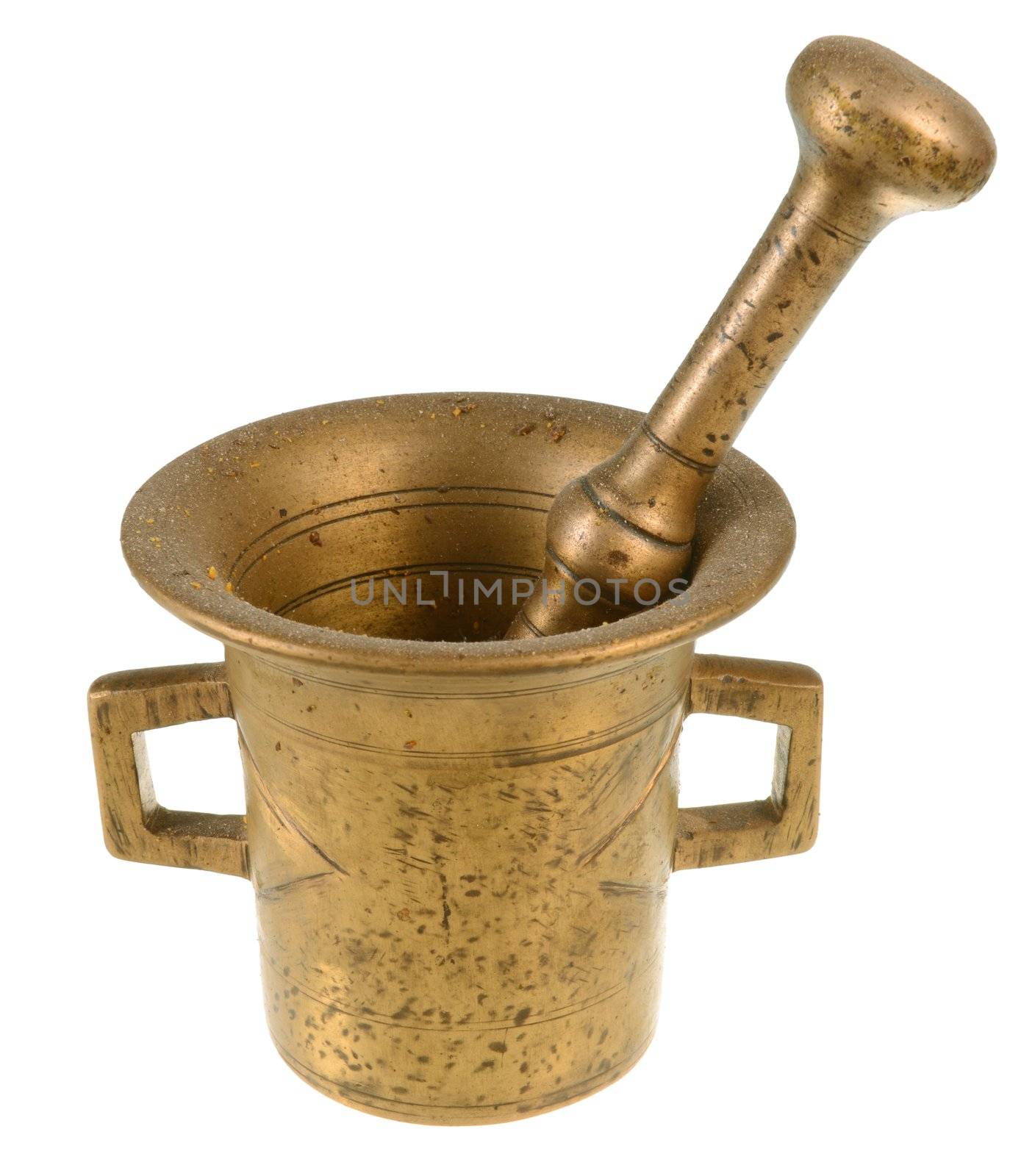 Vinage copper mortar isolated on white background