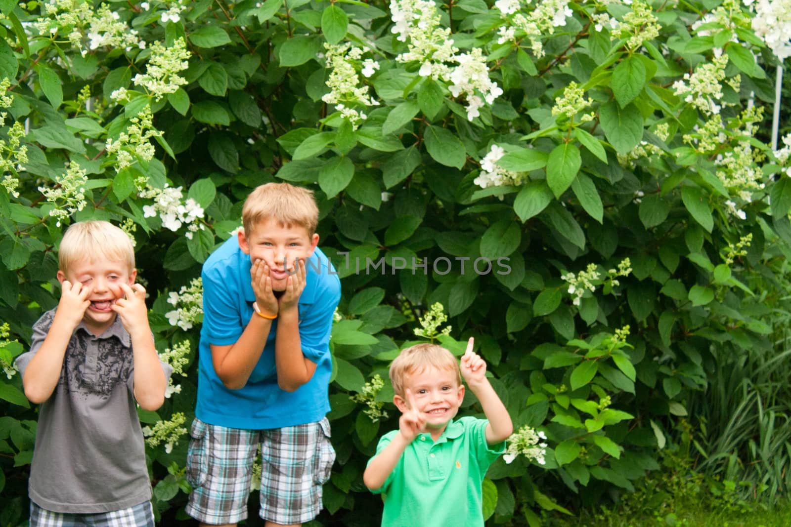 Three brothers making funny faces by edhunt