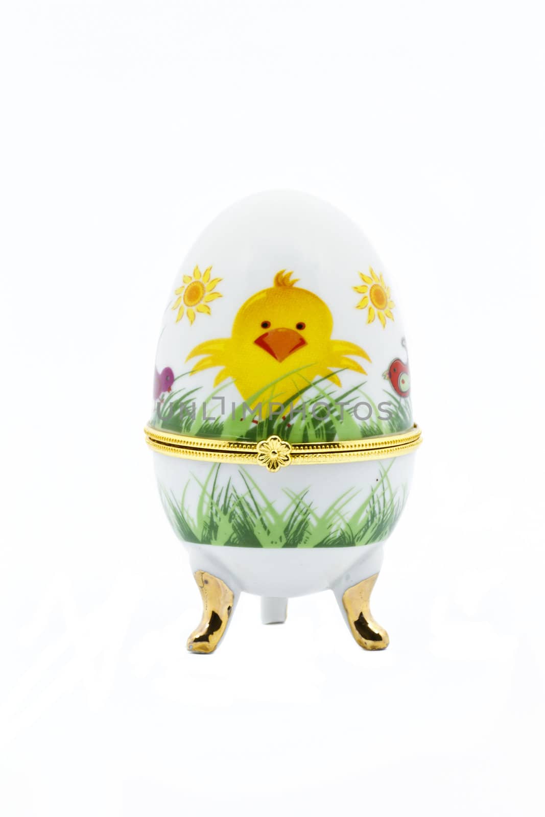 Easter Egg in Decorative Egg Holder isolated on white background