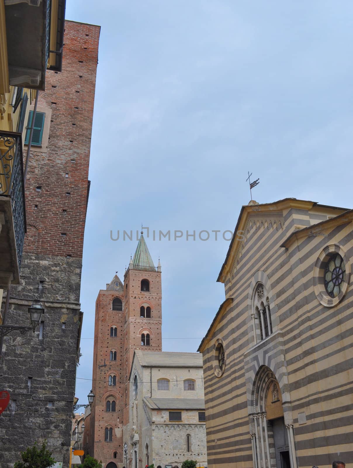 View of the town of Albenga, Genoa, Italy