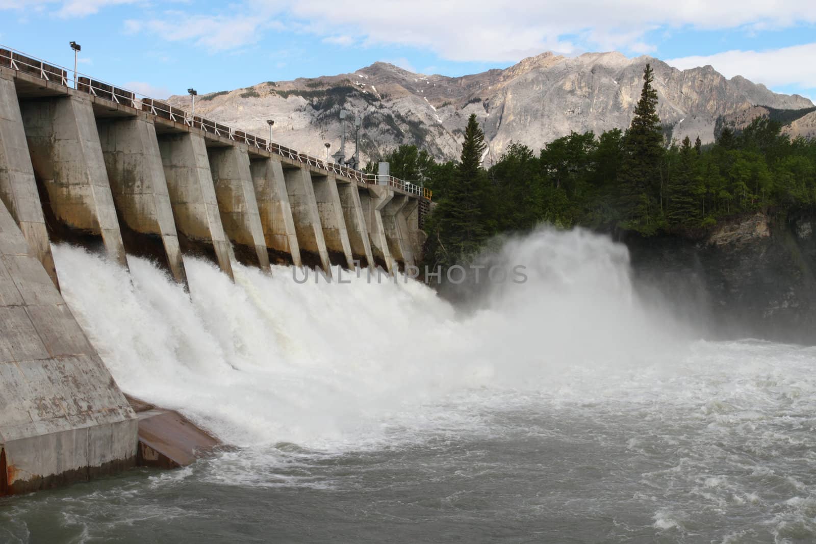 Spillway of a hydro electric dam in the Rocky Mountains of Canada