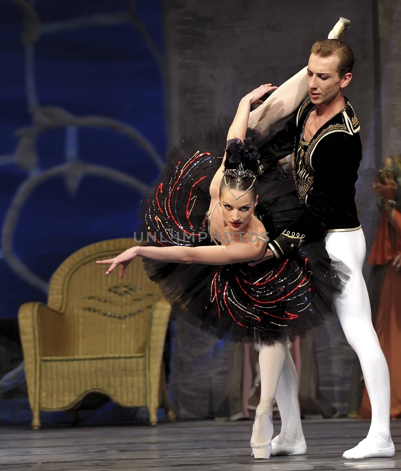 CHENGDU - DECEMBER 24: Russian royal ballet perform Swan Lake ballet at Jinsha theater December 24, 2008 in Chengdu, China.