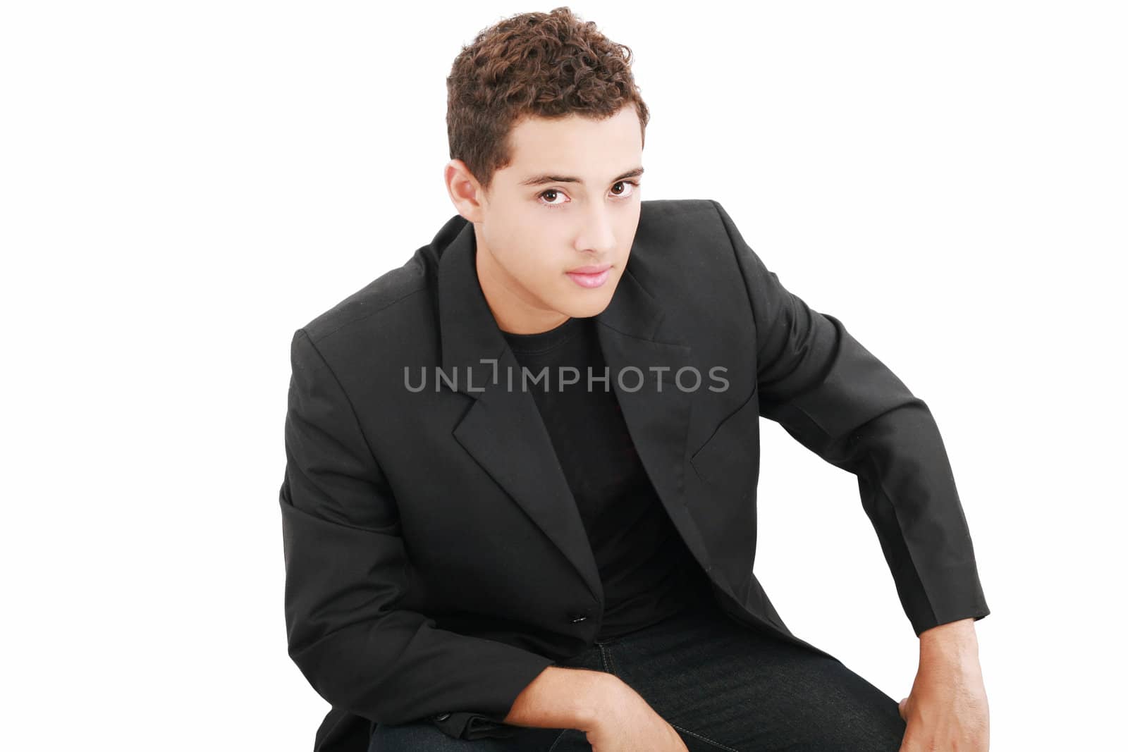 Young casual boy posing isolated on white by dacasdo