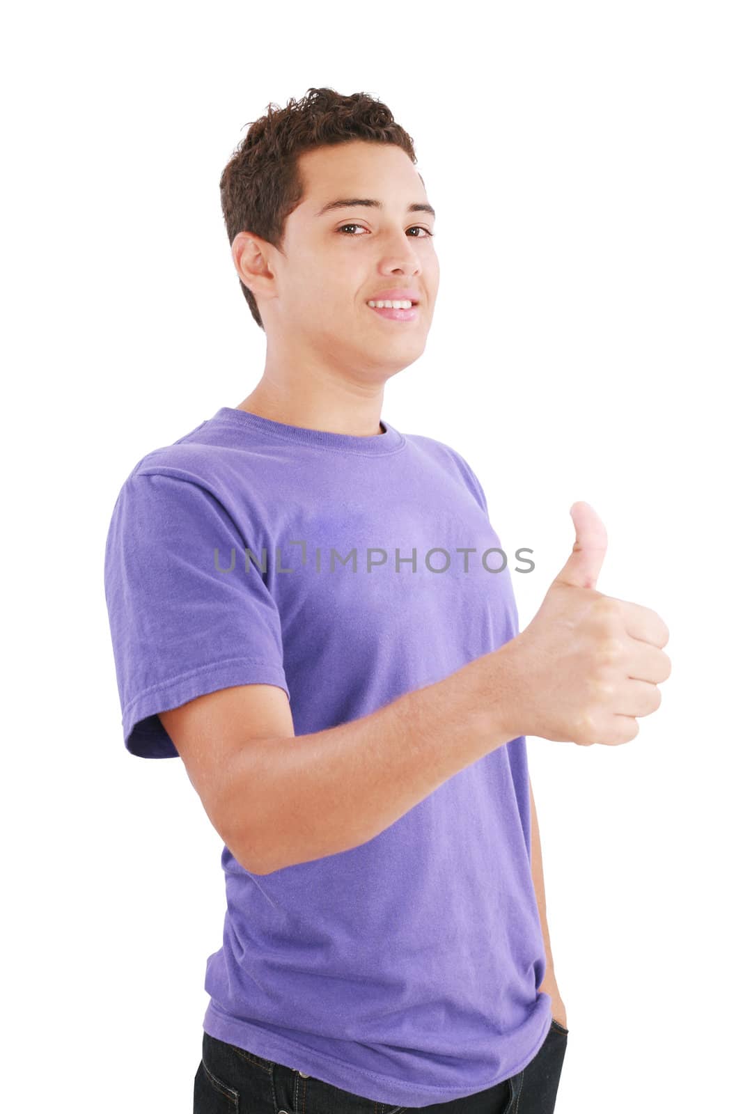 young casual man portrait in a white background