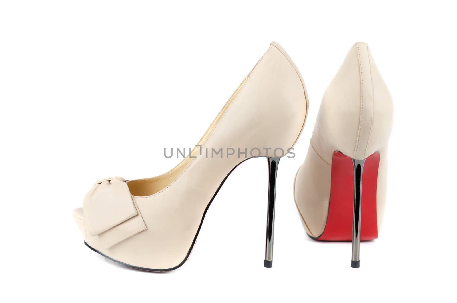 white female shoes on a white background