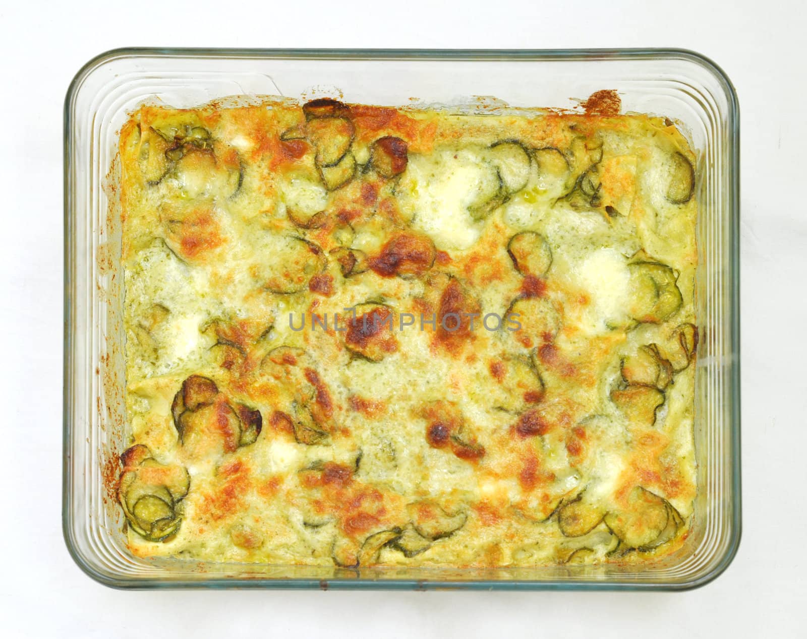 Detail of courgettes (zucchini) omelette vegetarian food