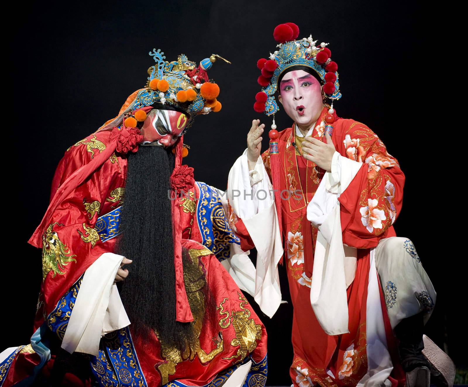 Chinese opera actors with traditional costume by jackq