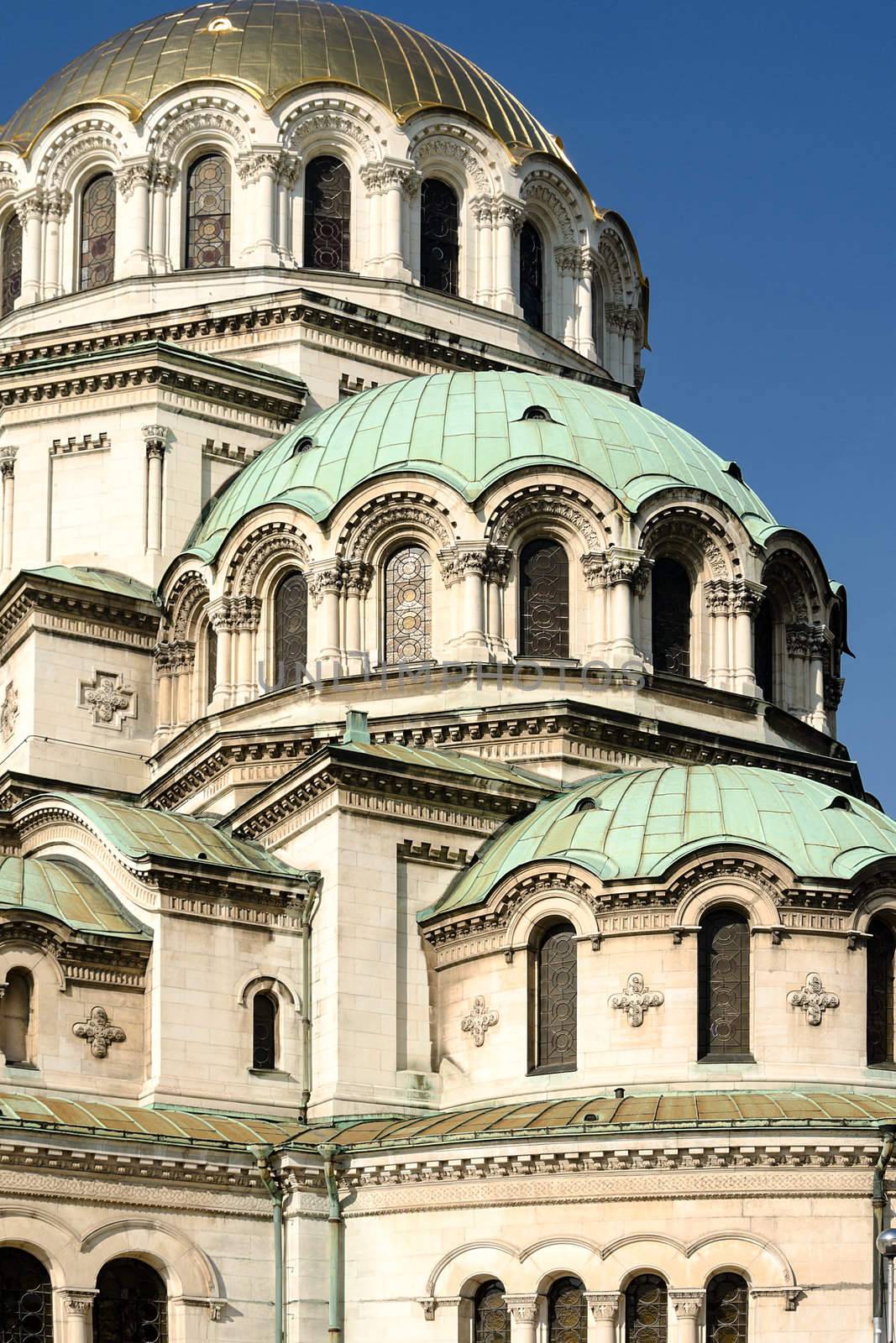 Vertical general view of the Alexander Nevski Cathedral Sofia Bu by velislava