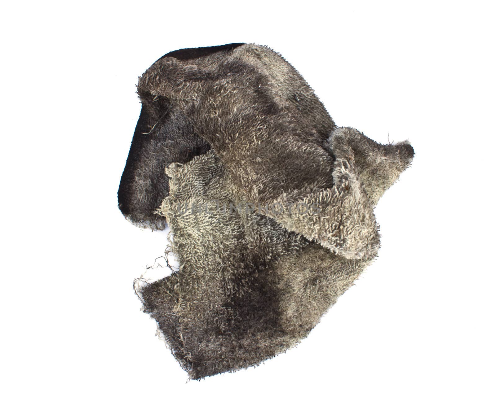 a dirty rag on a white background
