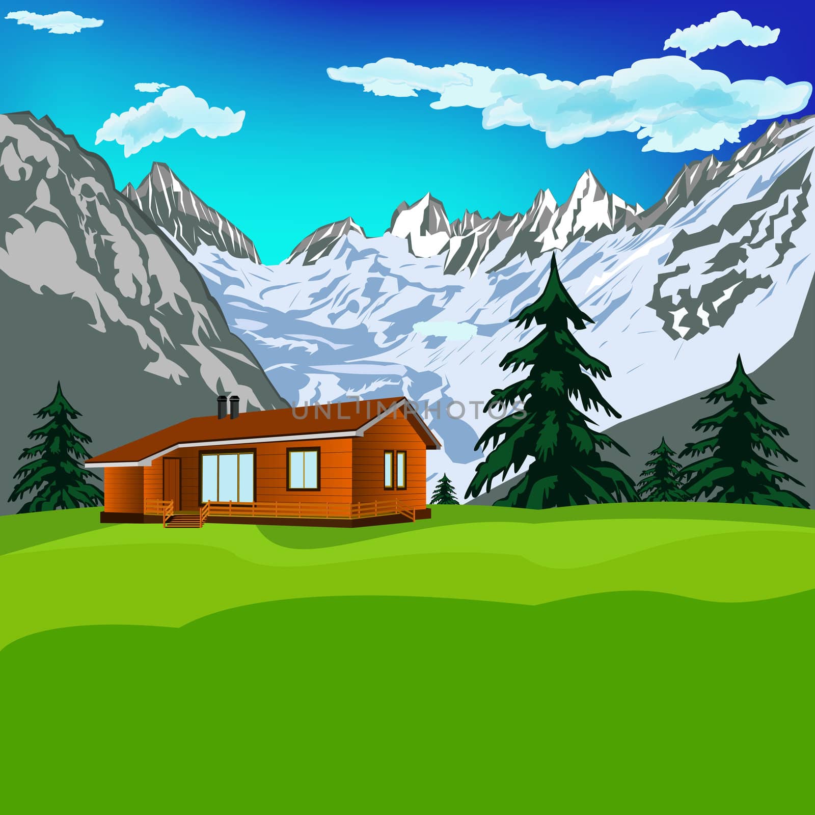 Best alps mountains resort with clean air Mountains landscape by sergey150770SV