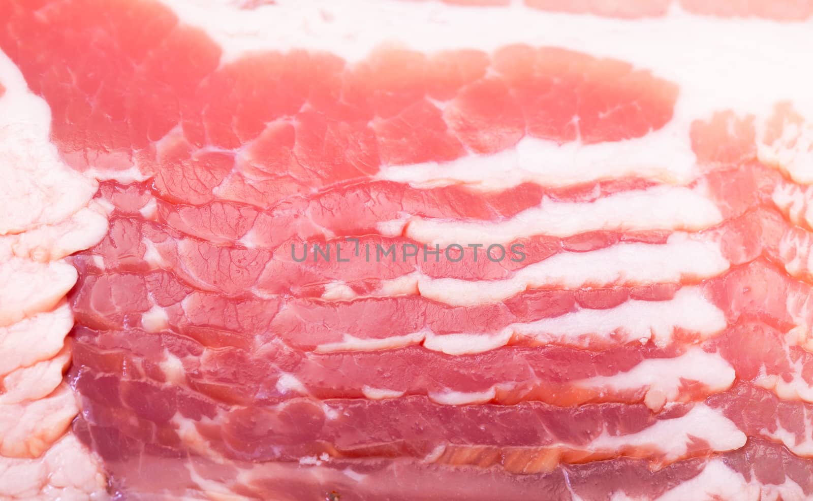 Fresh Sliced Bacon, macro closeup