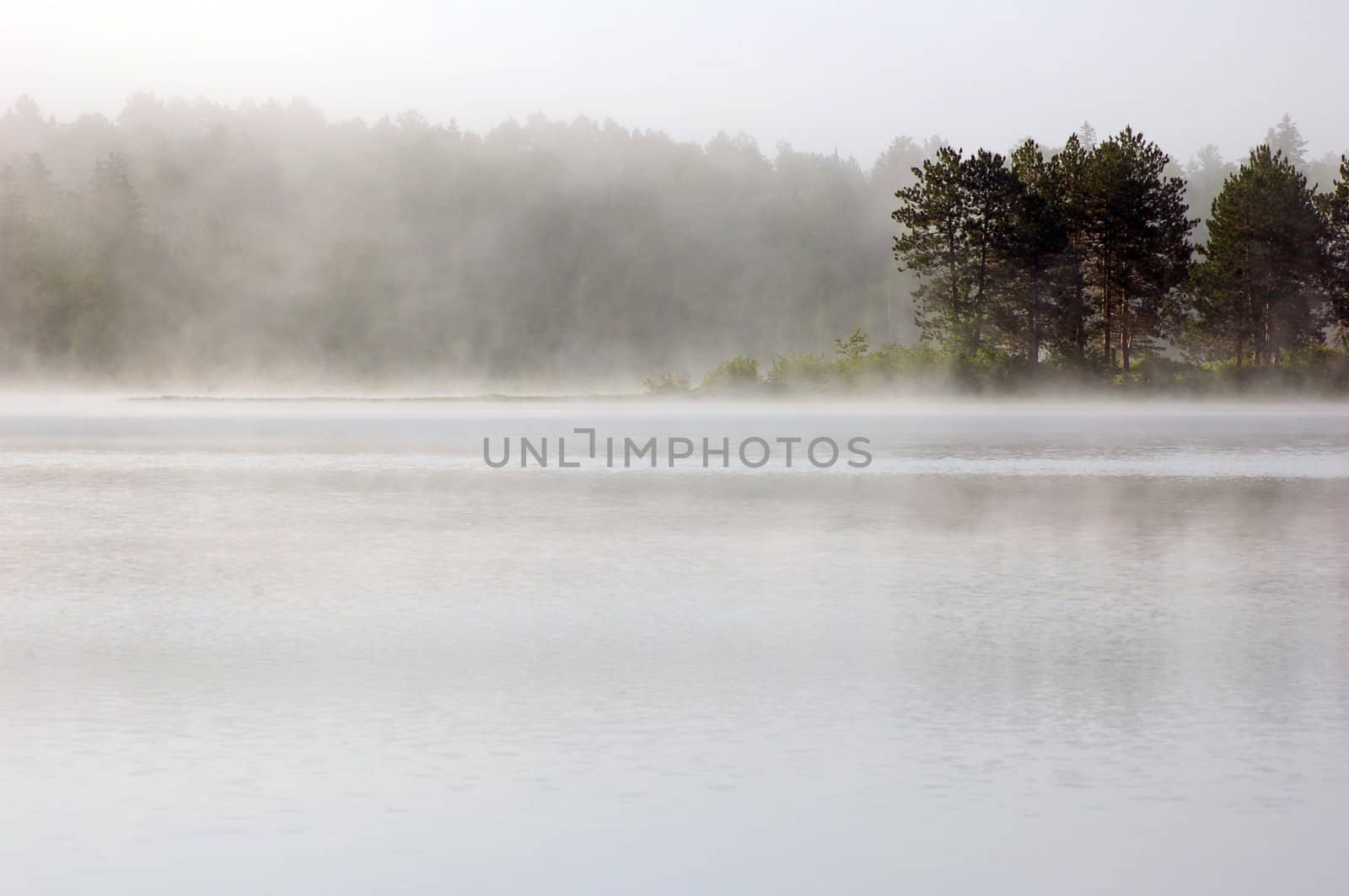 Fog above lake in the morning. Samuel de Champlain Prov. Park
