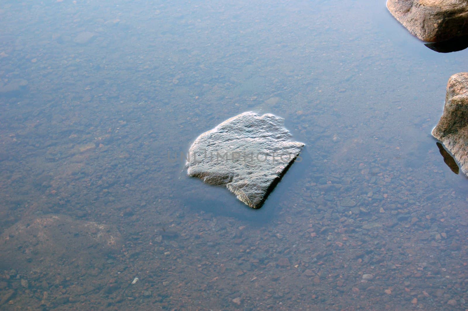 Stones in lake transparent water
