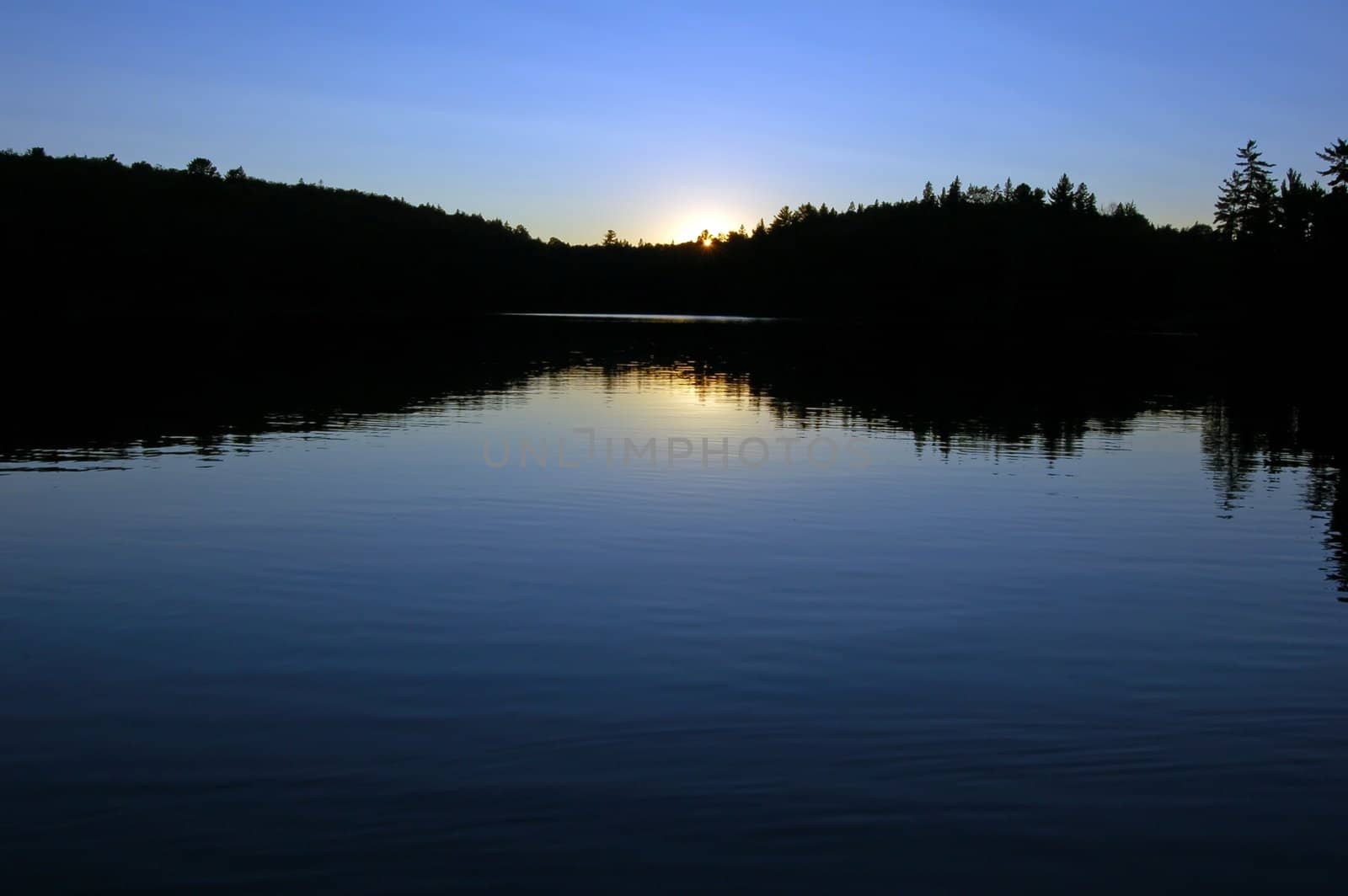 Sunset in beautiful lake in Algonquin Park