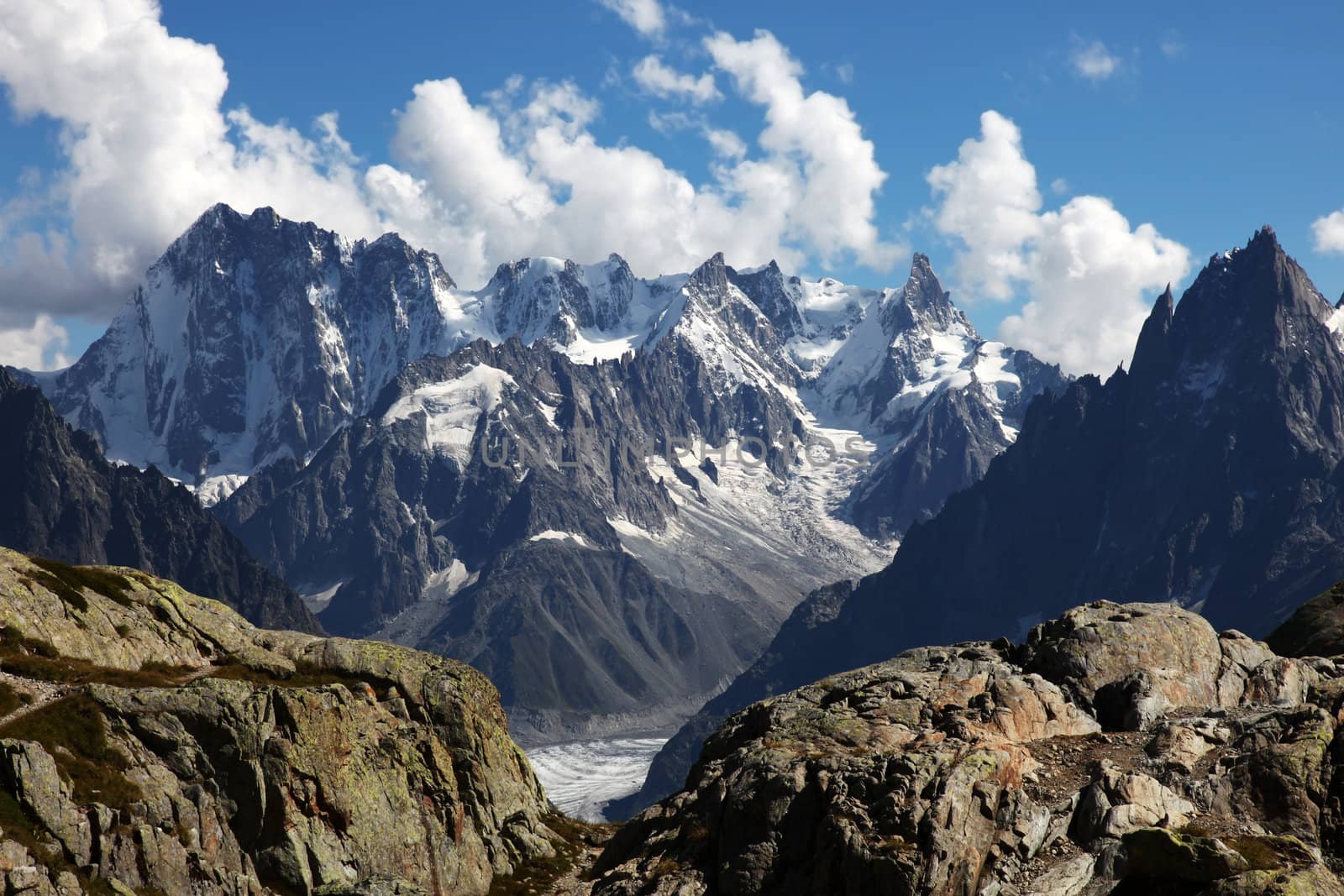 View on the Alps from the White Lake, Chamonix.