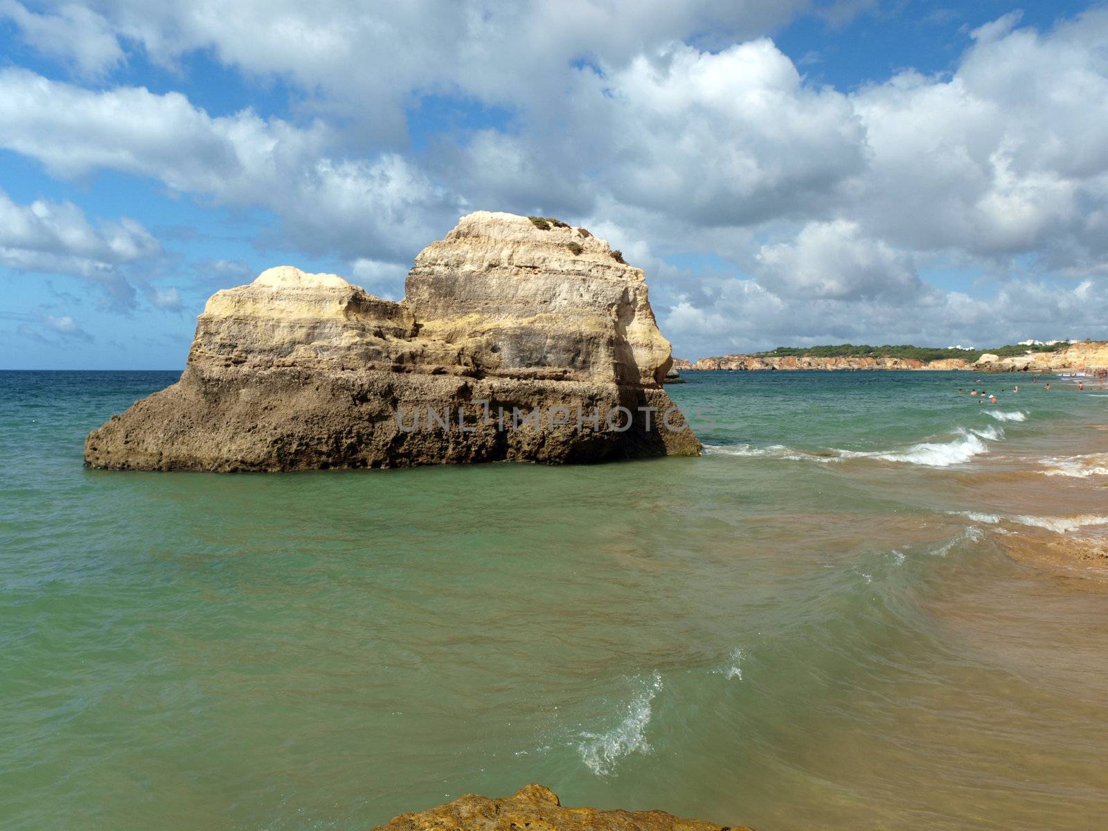 Beach of Praia de Rocha in Portimao, Algarve, Portugal