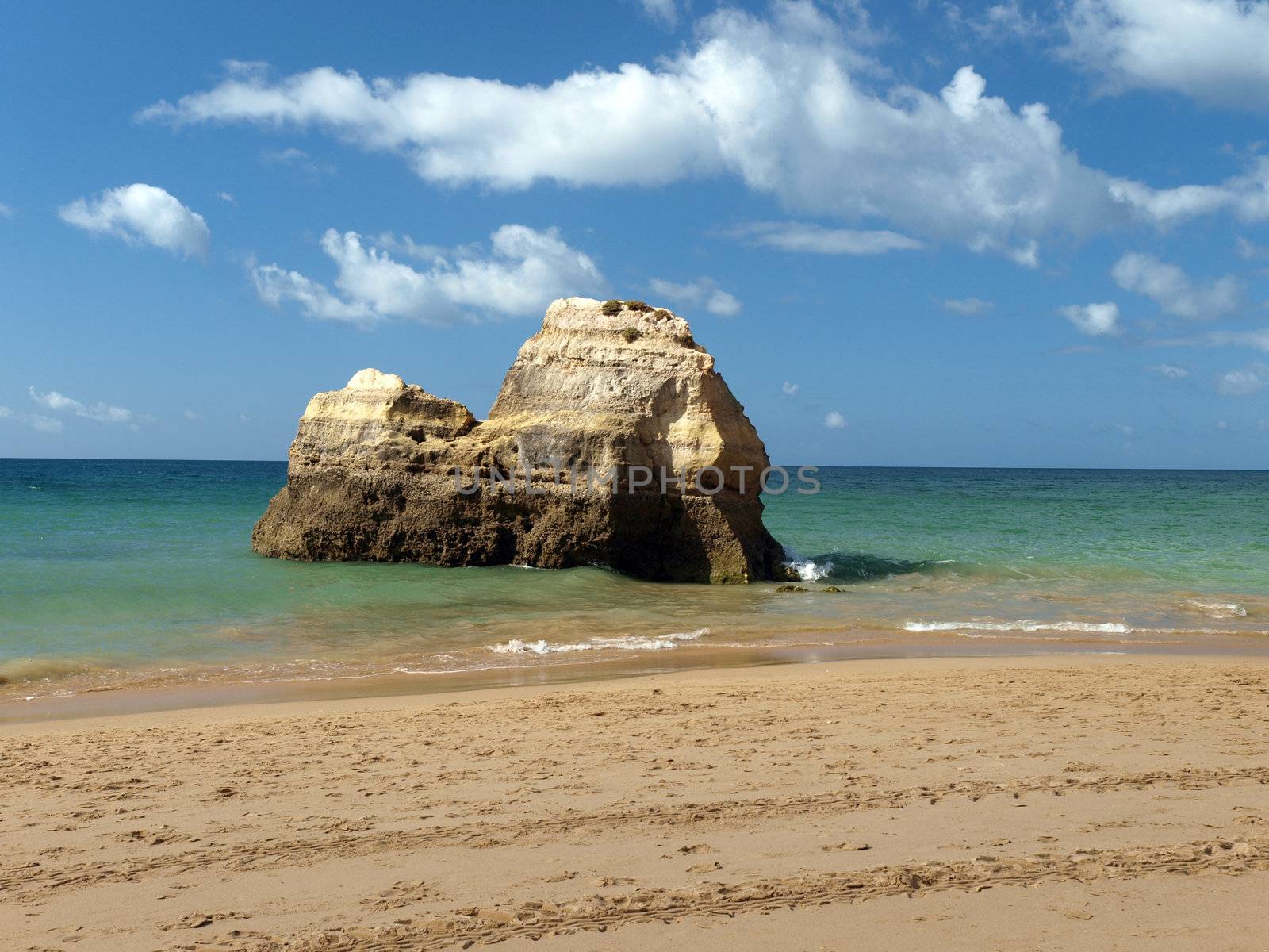 Beach of Praia de Rocha in Portimao, Algarve, Portugal