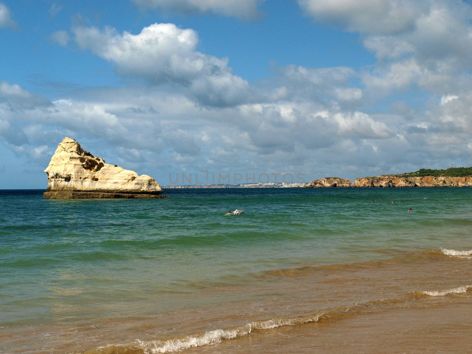 Beach of Praia de Rocha in Portimao, Algarve, Portugal